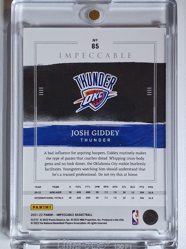 2021 Panini Impeccable Josh Giddey Rookie BRONZE /99 RC - Ready to Grade