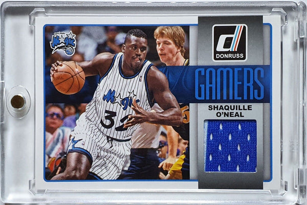 2014 Donruss Shaquille O'Neal #PATCH Game Worn 2 Color Striped Jersey Swatch