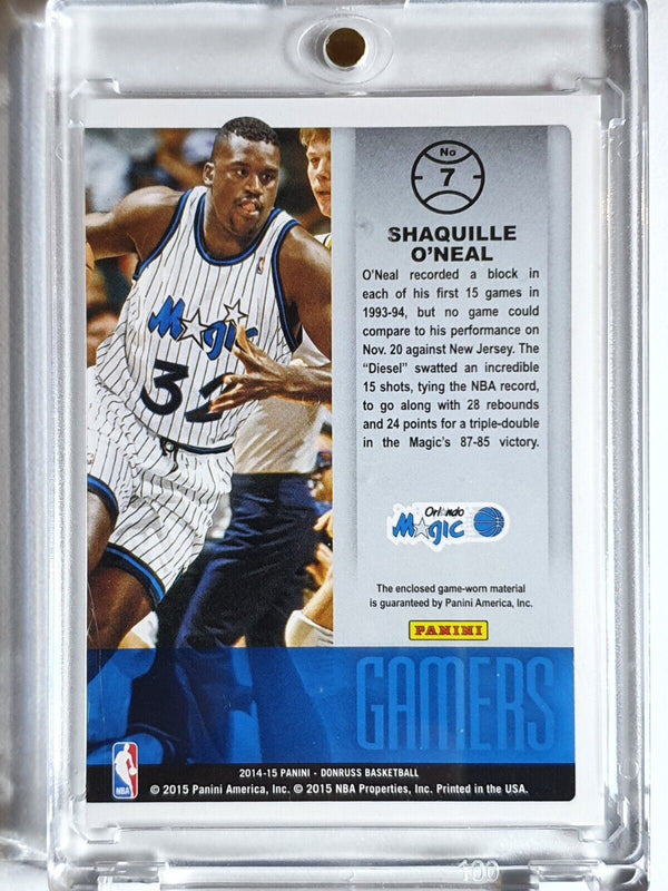 2014 Donruss Shaquille O'Neal #PATCH Game Worn 2 Color Striped Jersey Swatch