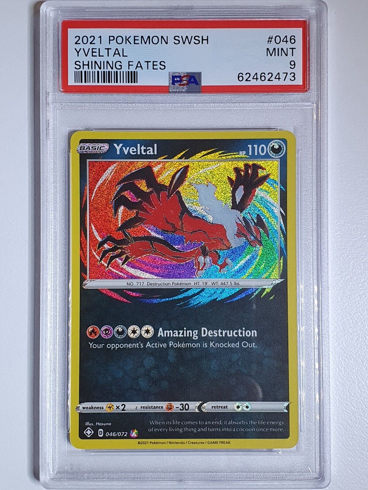 2021 Pokemon Yveltal 046/072 AMAZING RARE Shining Fates