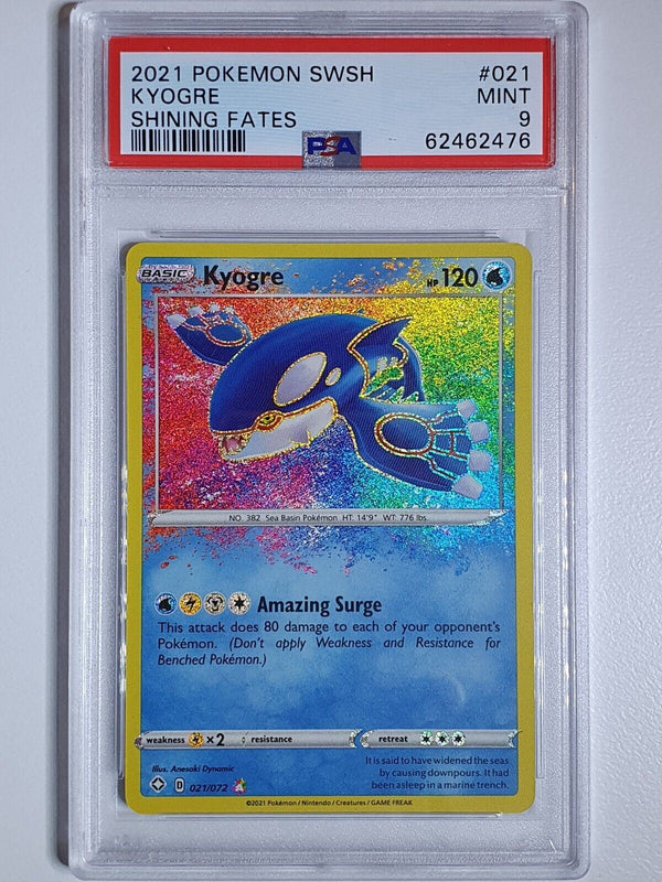 2021 Pokemon Kyogre 021/072 AMAZING RARE Shining Fates - PSA 9