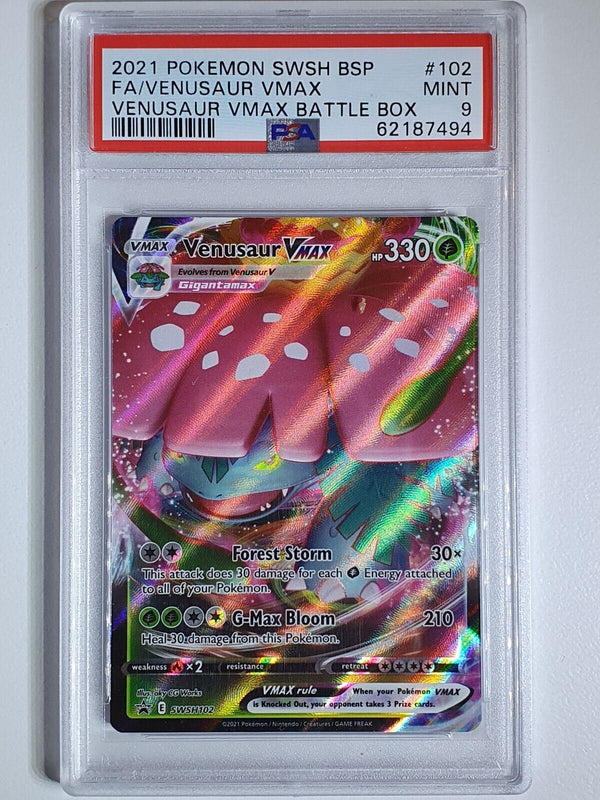 2021 Pokemon Venusaur VMAX SWSH102 Battle Box Full Art - PSA 9