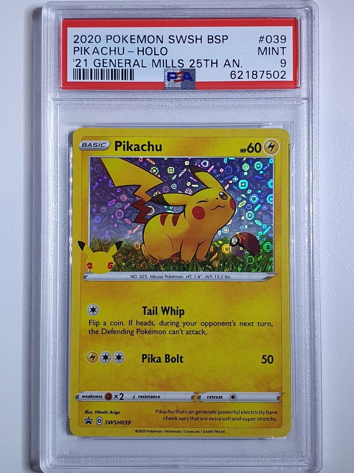 2020 Pokemon Pikachu SWSH039 HOLO General Mills Black Star Promo