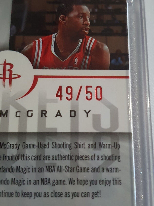 2005 Upper Deck Tracy McGrady #PATCH /50 HOLO Game Worn Dual Jersey - Rare