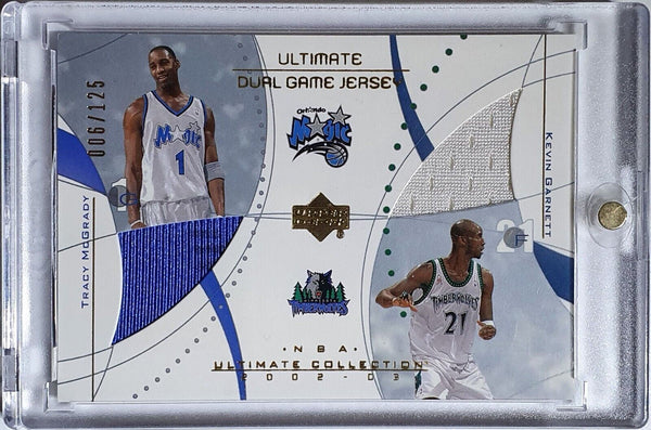 2003 Upper Deck Tracy McGrady Kevin Garnett #PATCH /125 Dual Game Worn Jerseys