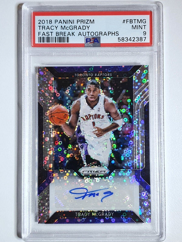 2018 Prizm Tracy McGrady AUTO FASTBREAK HOLO Autographs - PSA 9 (POP 2)