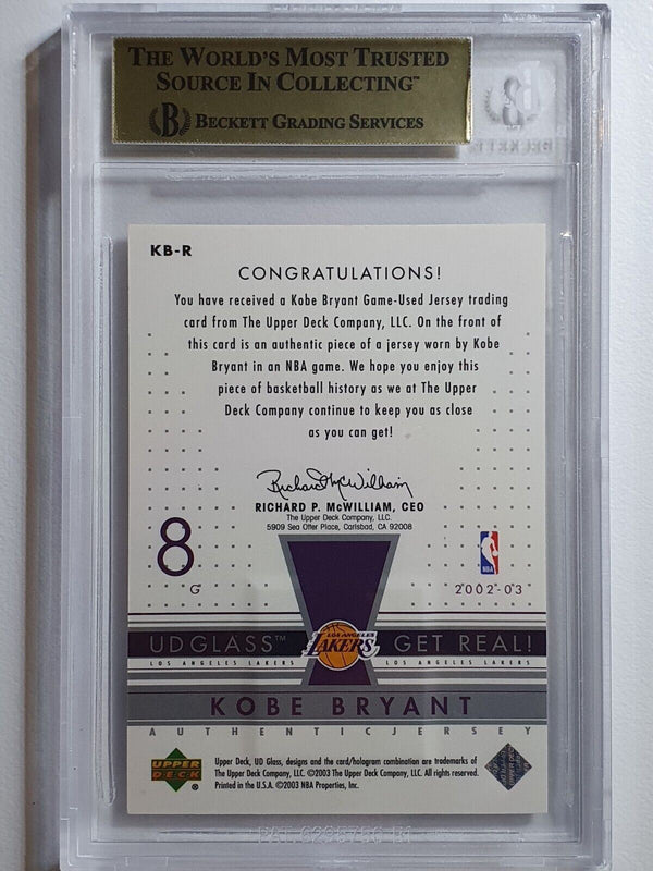 2002 UD Glass Kobe Bryant #PATCH Game Worn Jersey - BGS 9.5 (POP 8)