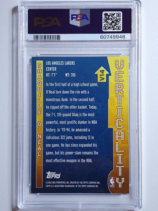 2002 Topps Shaquille O'Neal #V14 VERTICALITY Holo - PSA 9 (POP 12)
