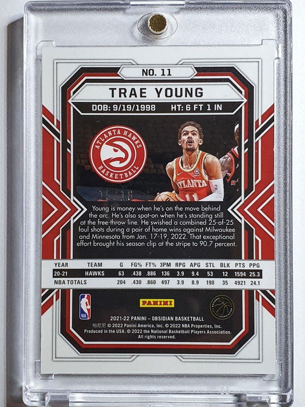 2021 Panini Obsidian Trae Young #11 ELECTRIC ETCH BLUE /16 Holo - Ready to Grade