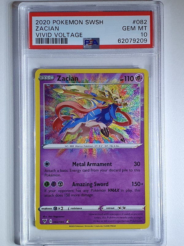 2020 Pokemon Zacian 082/185 AMAZING RARE Vivid Voltage - PSA 10