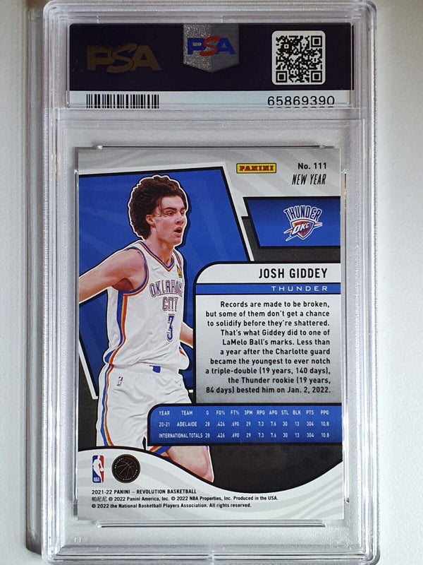 2021 Panini Revolution Josh Giddey Rookie #111 NEW YEAR Prizm - PSA 9 (POP 2)