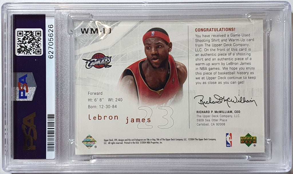 2004 SPx LeBron James #PATCH Winning Materials Dual Jerseys - PSA