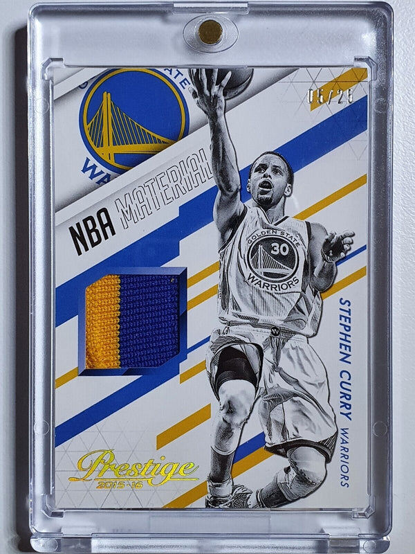 2015 Prestige Stephen Curry #PATCH PRIME /25 Game Worn Jersey - Rare