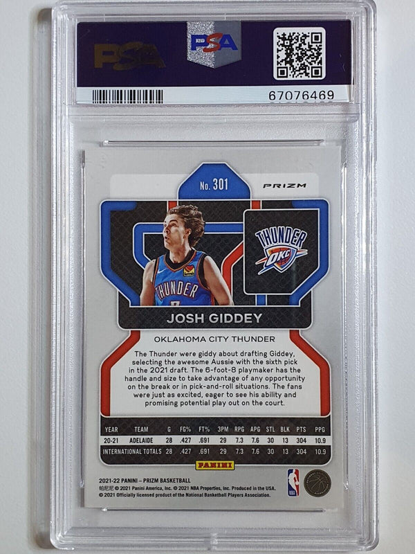 2021 Panini Prizm Josh Giddey Rookie #301 SILVER HOLO RC - PSA 9 (LOW POP)