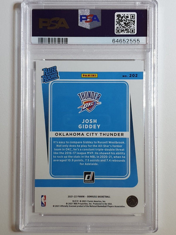 2021 Panini Donruss Josh Giddey Rookie #202 RC - PSA 10 (LOW POP)