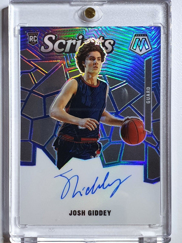 2021 Panini Josh Giddey Rookie AUTO /49 BLUE HOLO Mosaic Scripts Autograph