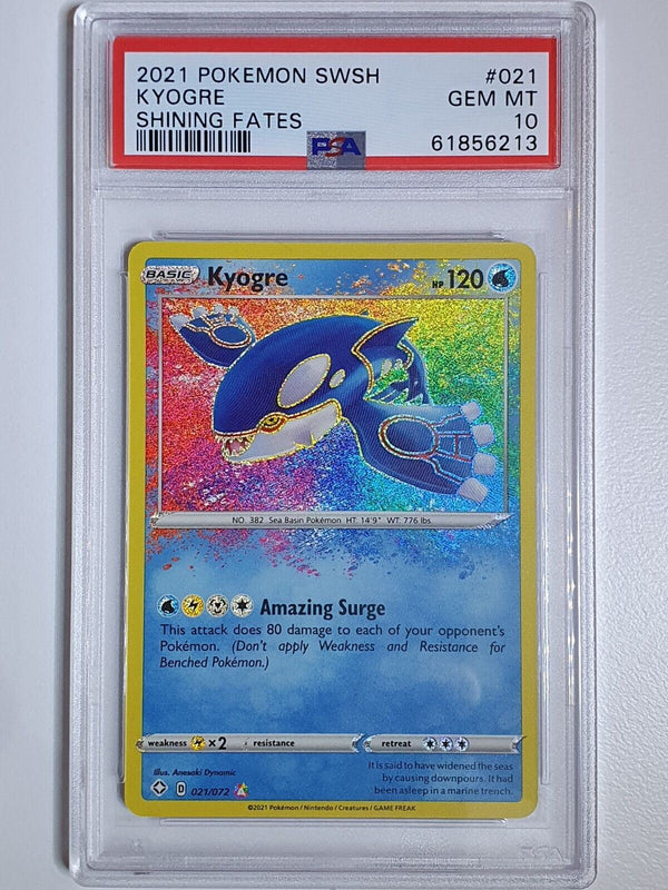 2021 Pokemon Kyogre 021/072 AMAZING RARE Shining Fates - PSA 10