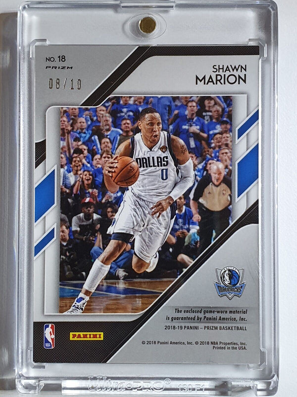 2018 Prizm Shawn Marion PRIME #PATCH /10 SILVER HOLO Game Worn Jersey