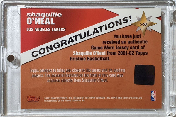 2001 Topps Pristine Shaquille O'Neal #PATCH Game Worn Jersey - Rare