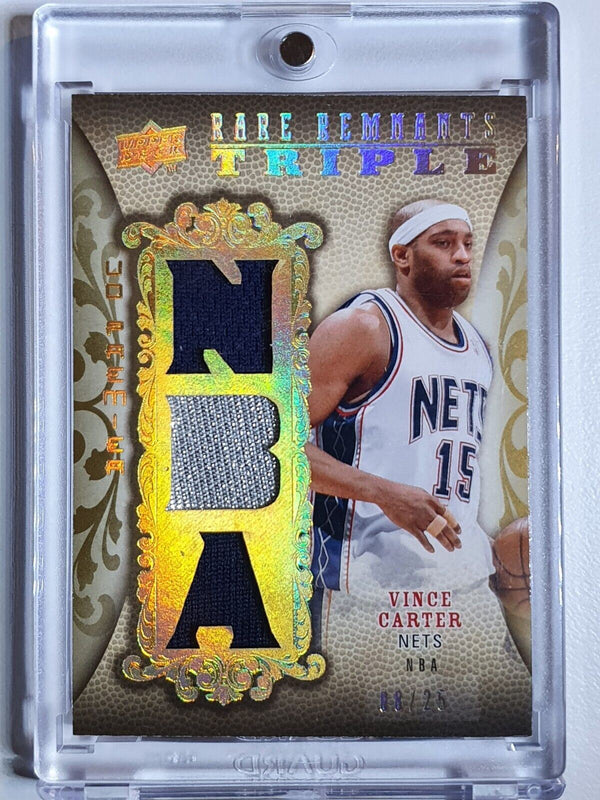 2008 Upper Deck Vince Carter TRIPLE #PATCH /25 Game Worn Jerseys - Rare