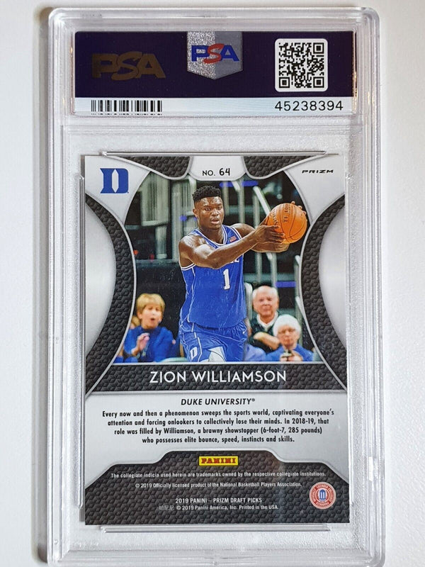2019 Panini Prizm Draft Picks Zion Williamson Rookie #64 SILVER PRIZM - PSA 9