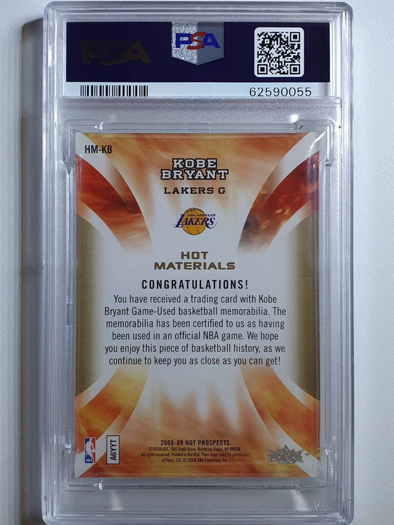 2008 Fleer Hot Prospects KOBE BRYANT Hot hotsell Materials Game Jersey Yellow PSA 9 MINT