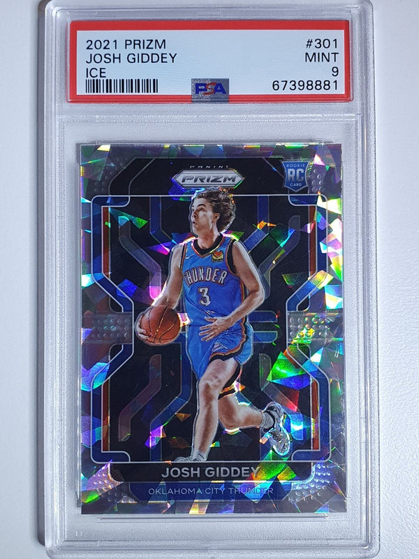 2021 Prizm Josh Giddey Rookie #301 SILVER CRACKED ICE Holo - PSA 9 (Low POP)