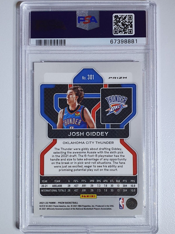 2021 Prizm Josh Giddey Rookie #301 SILVER CRACKED ICE Holo - PSA 9 (Low POP)