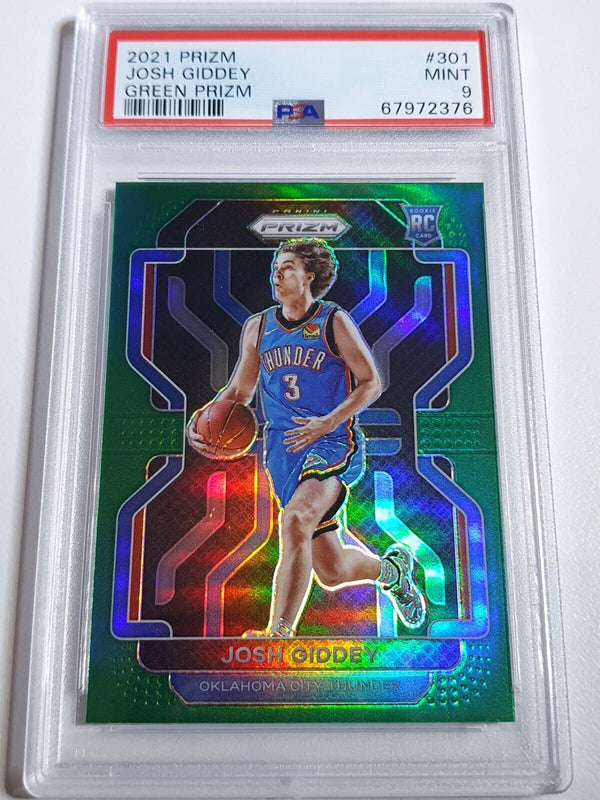 2021 Panini Prizm Josh Giddey Rookie #301 GREEN Holo - PSA 9 (POP 14)