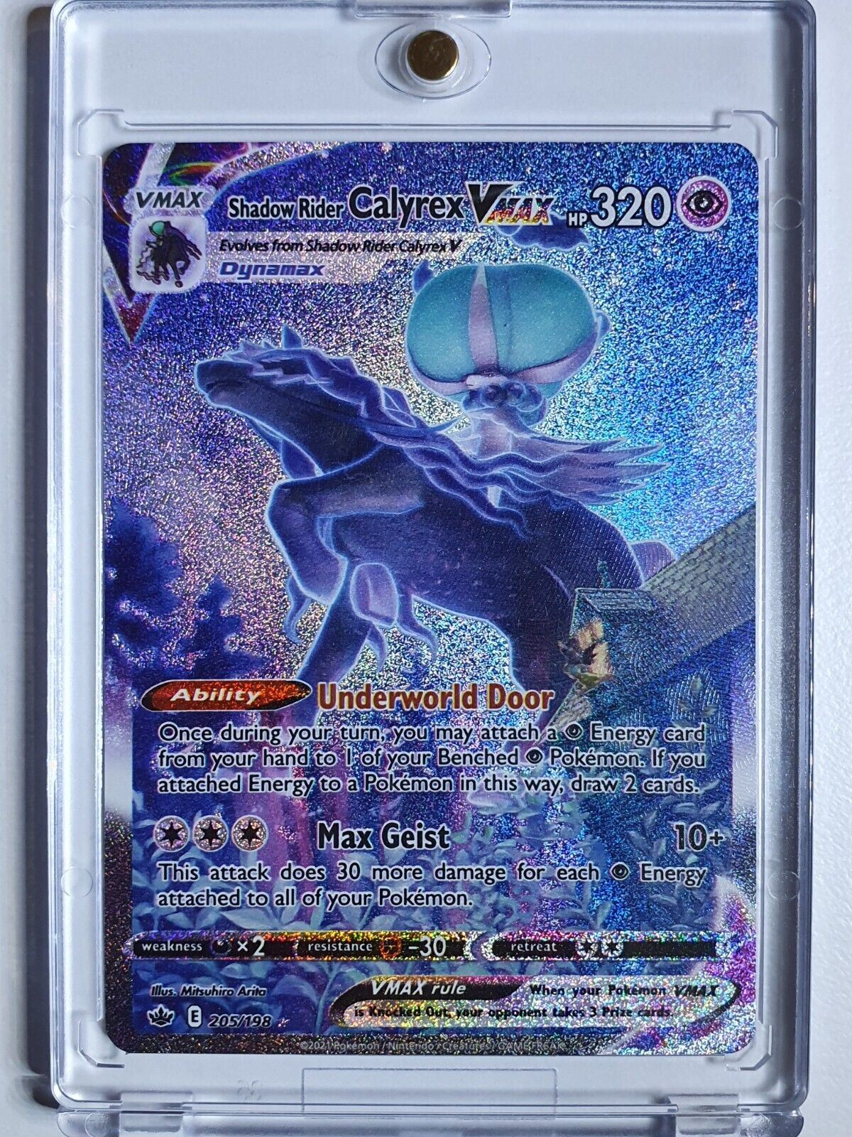 2021 Pokemon Shadow Rider Calyrex VMAX 205/198 Alt Art Chilling Reign – Perfect Edges Cards