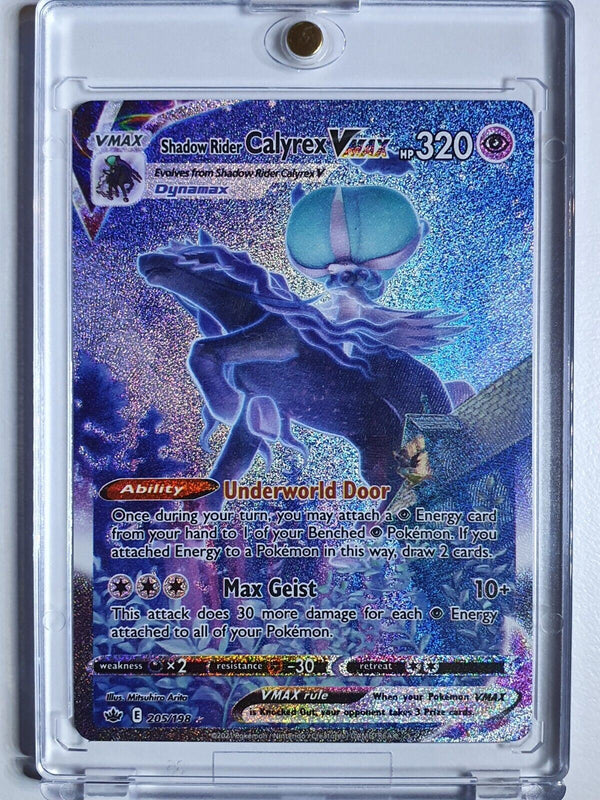 2021 Pokemon Shadow Rider Calyrex VMAX 205/198 Alt Art Chilling Reign – Perfect Edges Cards
