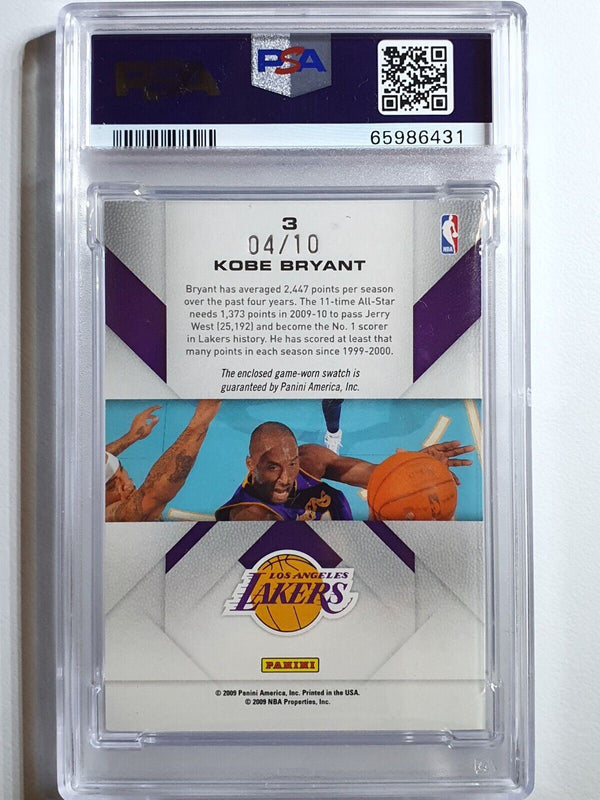 2009 Prestige Kobe Bryant #PATCH PRIME /10 Game Jersey - PSA 10 (POP 1)