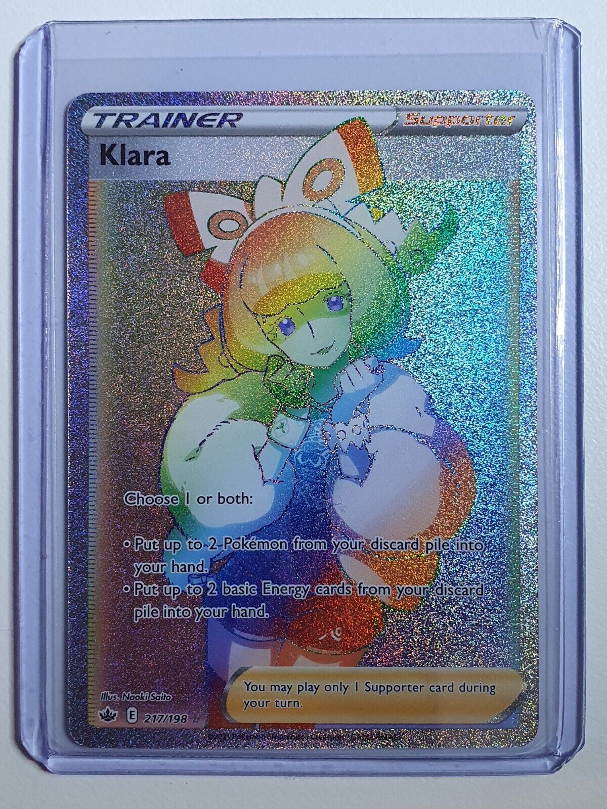 2021 Pokeman Klara 217/198 Chilling Reign Secret Rainbow - Pack Fresh Perfect Edges Cards 2021 Pokeman Klara 217/198 Chilling Reign Secret Rainbow - Pack Fresh Perfect Edges Cards