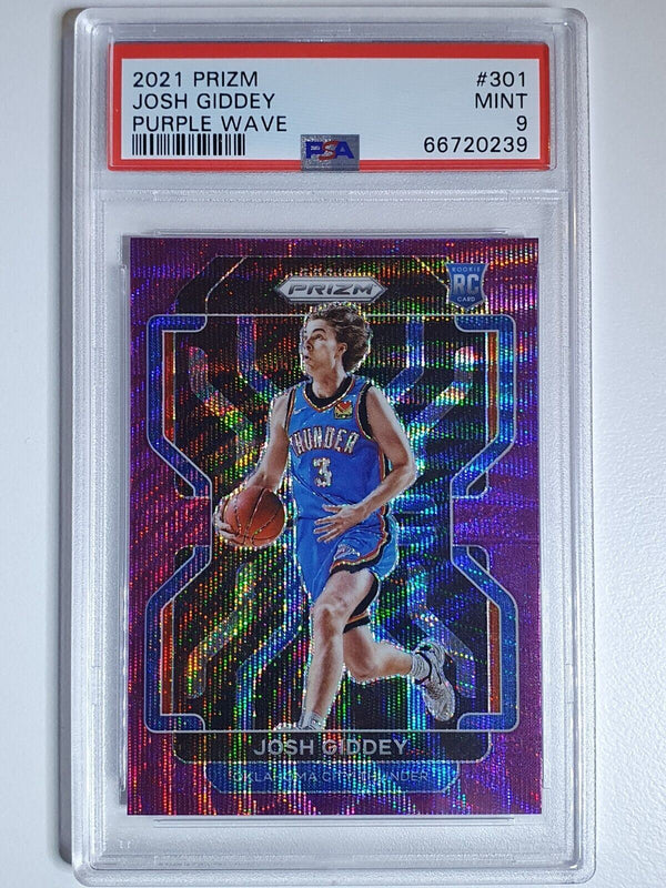 2021 Panini Prizm Josh Giddey Rookie #301 PURPLE WAVE RC - PSA 9 (POP 8)