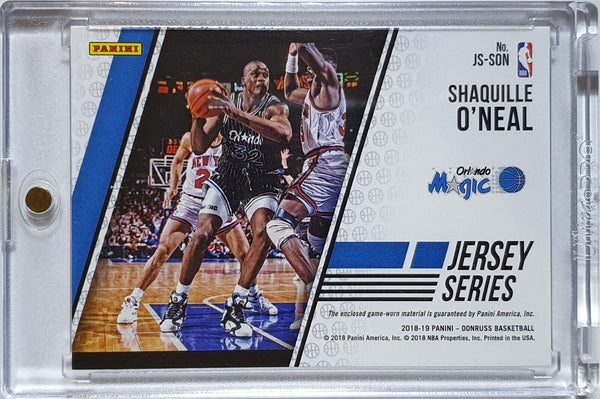 2018 Donruss Shaquille O'Neal #PATCH Game Worn 2 Color Striped Jersey Swatch