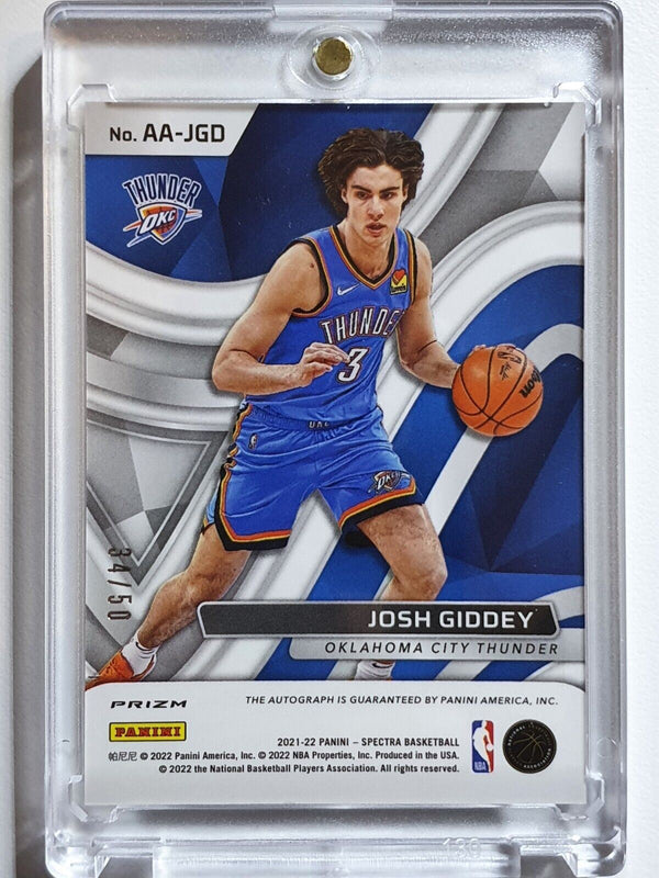 2021 Spectra Josh Giddey Rookie AUTO NEON GREEN /50 Holo RC - Rare