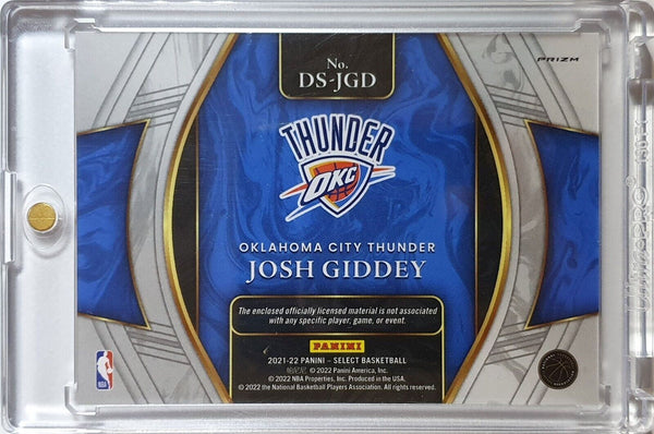 2021 Panini Select Josh Giddey Rookie #PATCH SILVER Holo Jersey RC - Rare