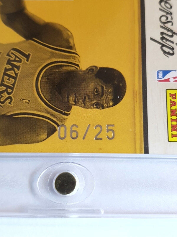 2010 Panini Classics Magic Johnson PRIME #PATCH /25 Game Worn 3 Color Jersey