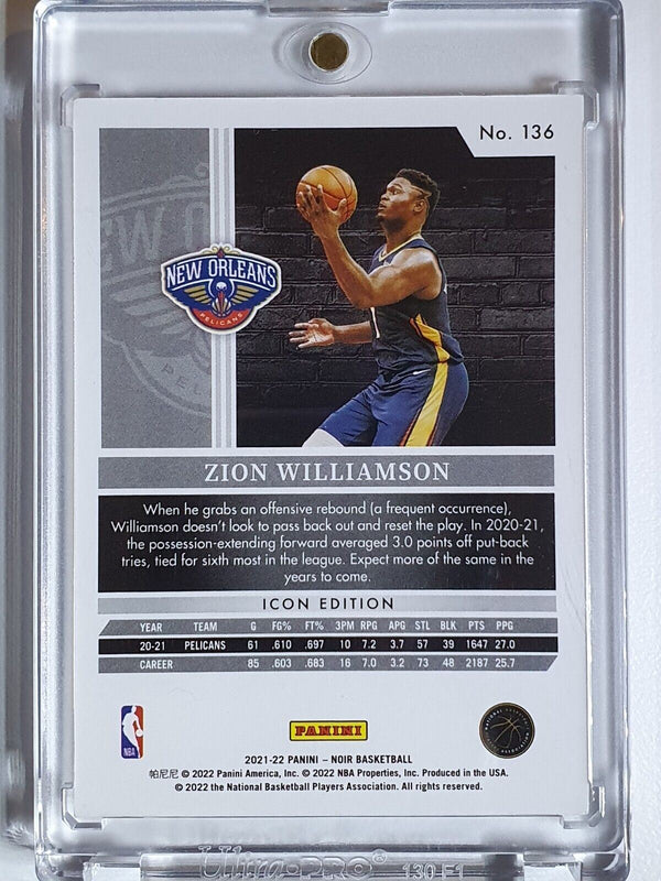 2021 Panini Noir Zion Williamson #136 ICON Edition /99 - Ready to Grade