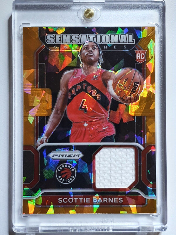 2021 Prizm Scottie Barnes Rookie #PATCH ORANGE CRACKED ICE Sensational Swatches