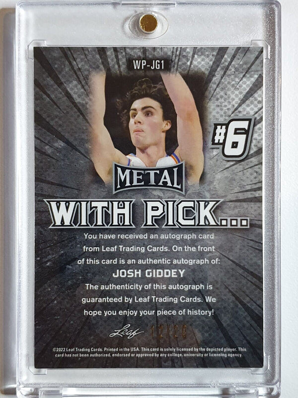 2021 Leaf Metal Josh Giddey AUTO Rookie PINK WAVE /20 RC - Rare