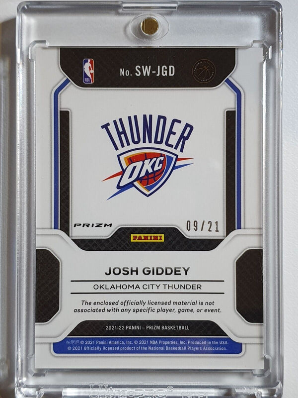 2021 Prizm Josh Giddey Rookie #PATCH GREEN CRACKED ICE /21 Sensational Swatches