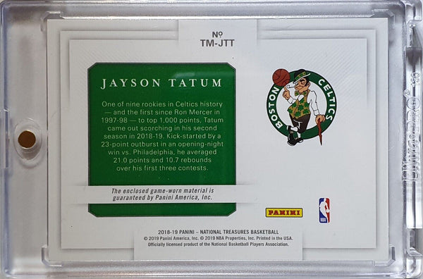 2018 National Treasures Jayson Tatum #PATCH /99 Game Worn Jersey - Rare