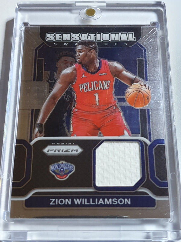 2021 Panini Prizm Zion Williamson #PATCH Game Worn White Jersey - Ready to Grade