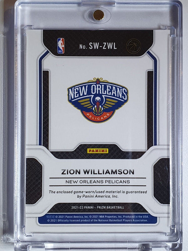 2021 Panini Prizm Zion Williamson #PATCH Game Worn White Jersey - Ready to Grade