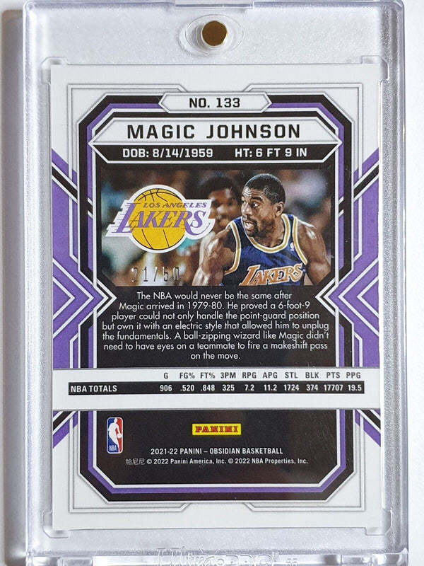 2021 Panini Obsidian Magic Johnson #133 ORANGE /50 HOLO - Ready to Grade