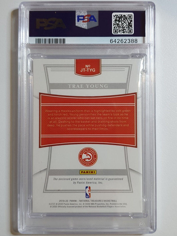 2019 National Treasures Trae Young #PATCH PRIME /25 Game Jersey - PSA 9 (POP 1)