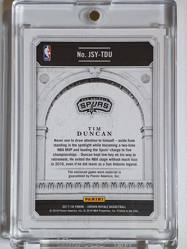 2017 Panini Crown Royale Tim Duncan #PATCH /249 Game Worn Jersey - Rare