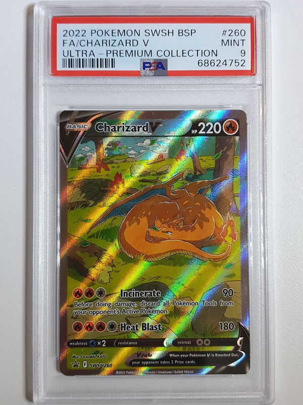 2022 Pokemon Charizard V SWSH260 Full Art Ultra Premium Collection - PSA 9