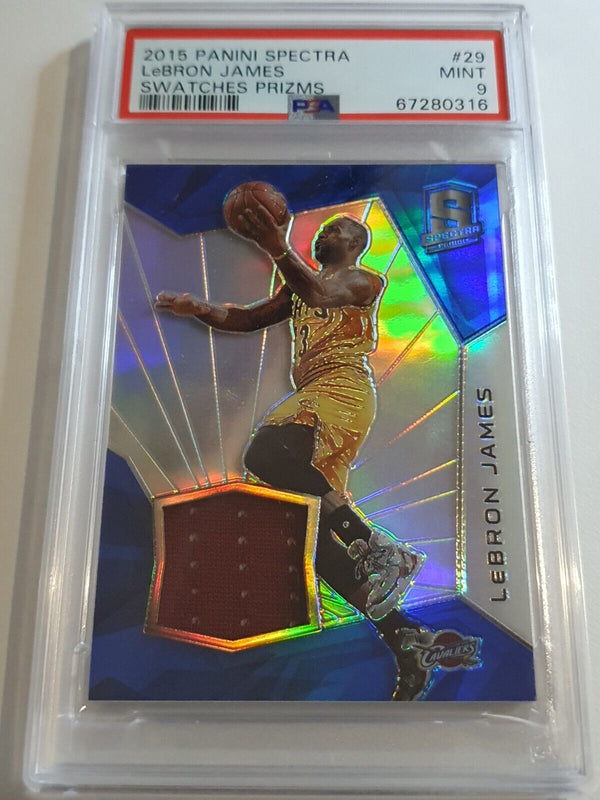 2015 Spectra LeBron James #PATCH BLUE HOLO /49 Jersey - PSA 9 (POP 1)